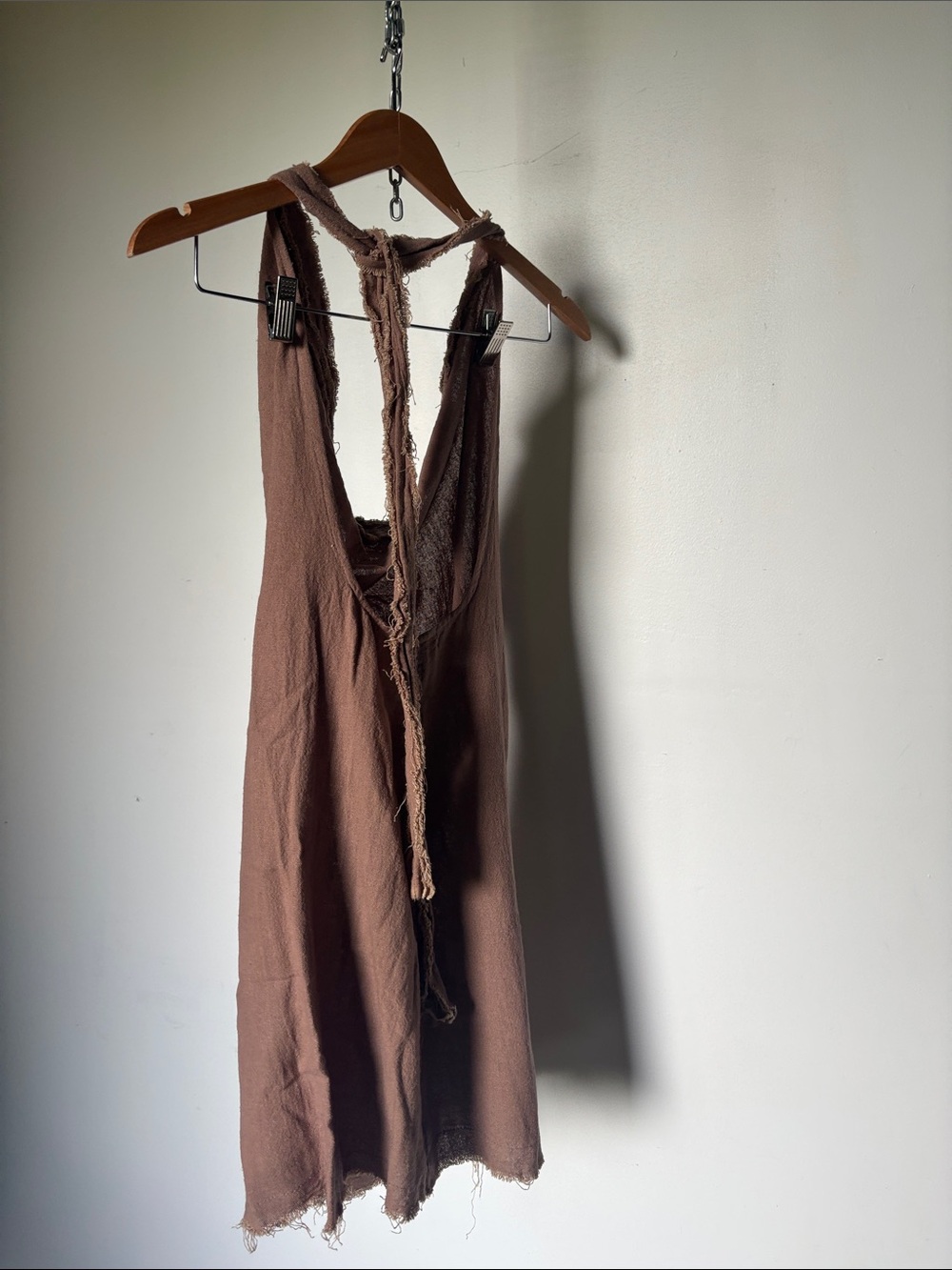 Vintage Cotton Gauze Brown Mini Halter or Tube Dress - Picture 4 of 11
